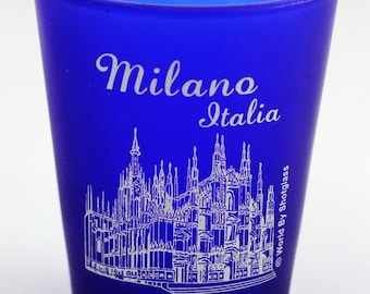 Milan Italy Cobalt Blue Frosted Shot Glass