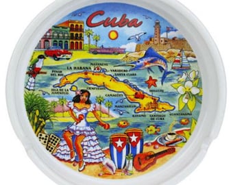 Posacenere in ceramica con mappa di Cuba, 12,7 cm (5 pollici)