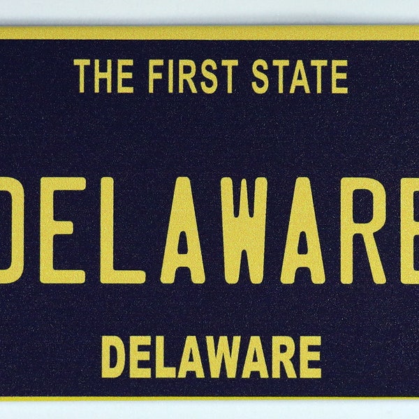 Delaware License Plate Fridge Collector's Souvenir Magnet 2.5" X 3.5