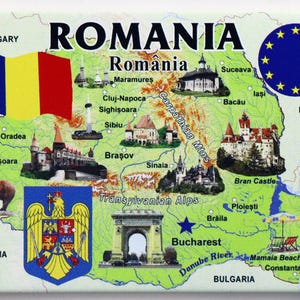 Romania EU Series Souvenir Fridge Magnet 2.5 inches X 3.5 inches