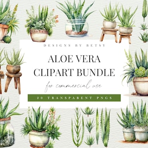 Watercolor Aloe Vera Plant Clipart Bundle, Aloe Vera Plant Clipart Pack, Aloe Gel PNG,Spring Plants PNG, Spring Garden SVG, Instant Download