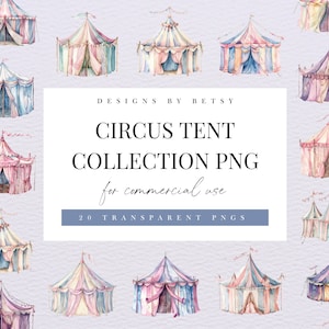 Aquarel pastel circustent, Candy Carnival-tent PNG, circustent Clipart, Candyland Clipart PNG, esthetische circus PNG, Instant Download
