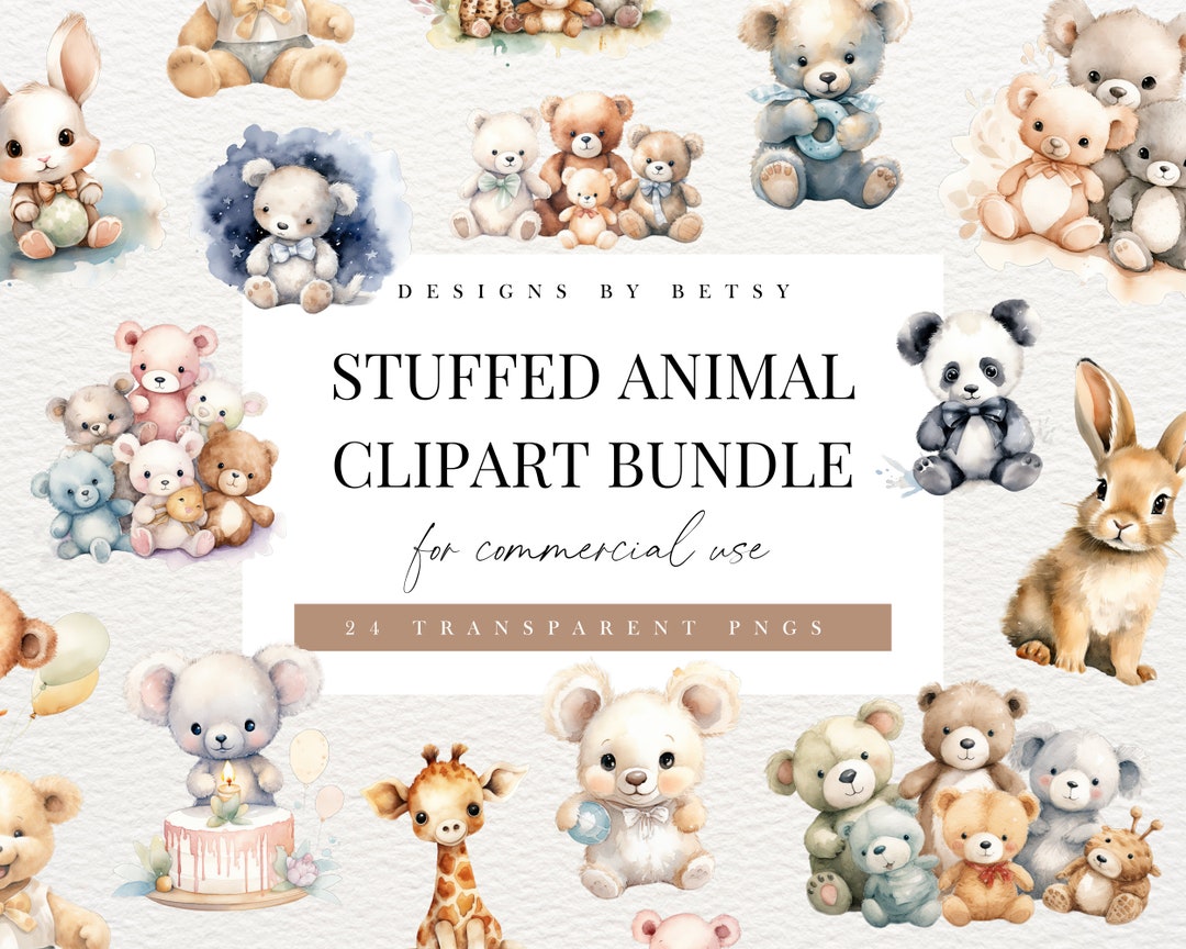 Watercolor Stuffed Toys Clipart, Soft Toys Clipart Bundle, Watercolor ...