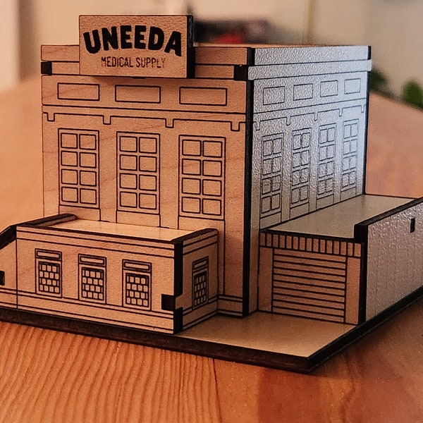 Miniature Dioramas Horror Scary Uneeda Medical Supply Warehouse wooden Model from The Return Of The Living Dead