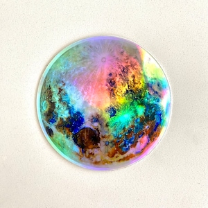 Sticker lune holographique, 3 x 3 pouces
