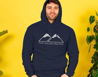 Mountain Hoodie, Organic Grown Cotton made in a Renewable Energy Factory Sustainable Clothing Mens Mountain Nature Outdoor Sweatshirt Hoodie