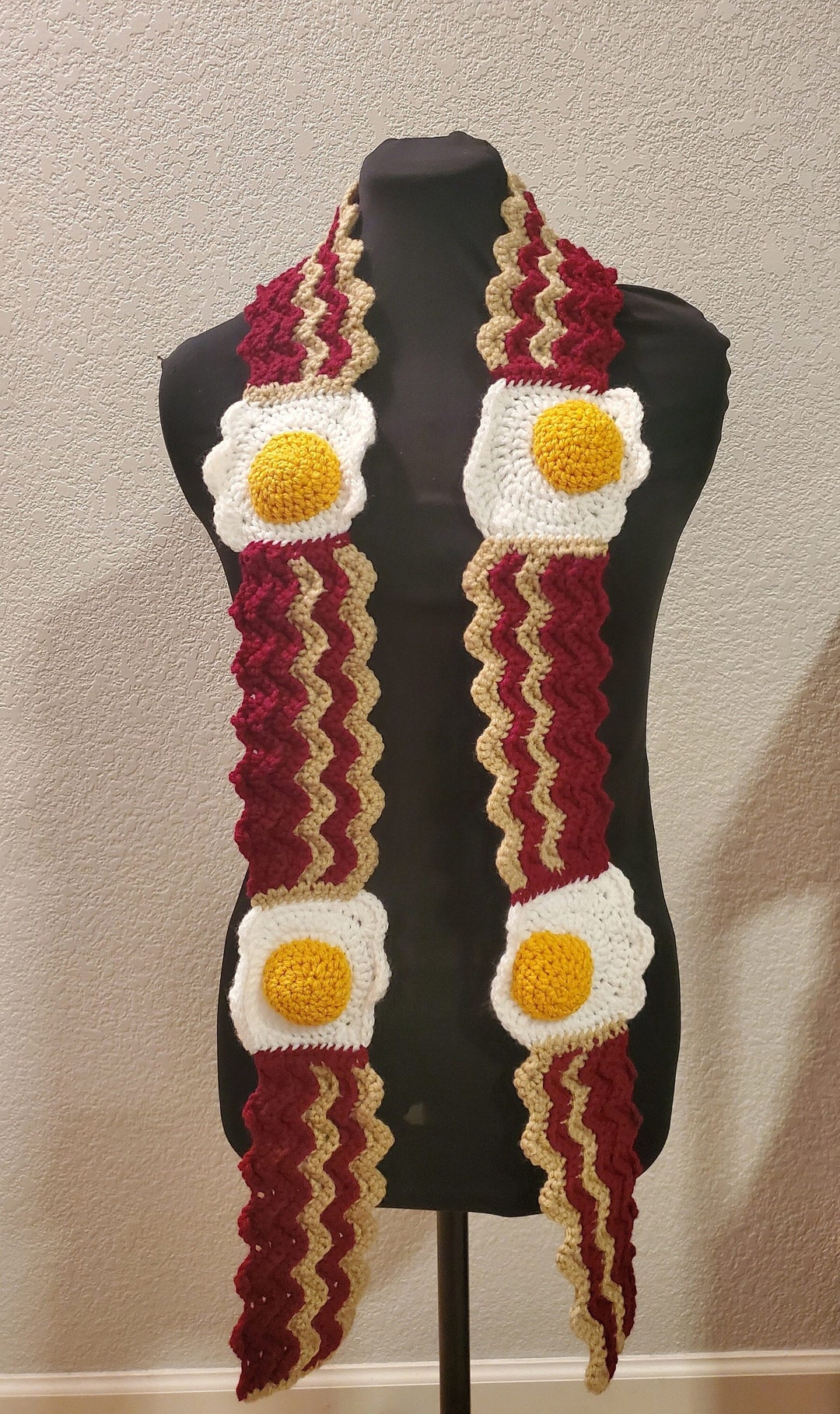 Crochet Bacon and Eggs Scarf Etsy