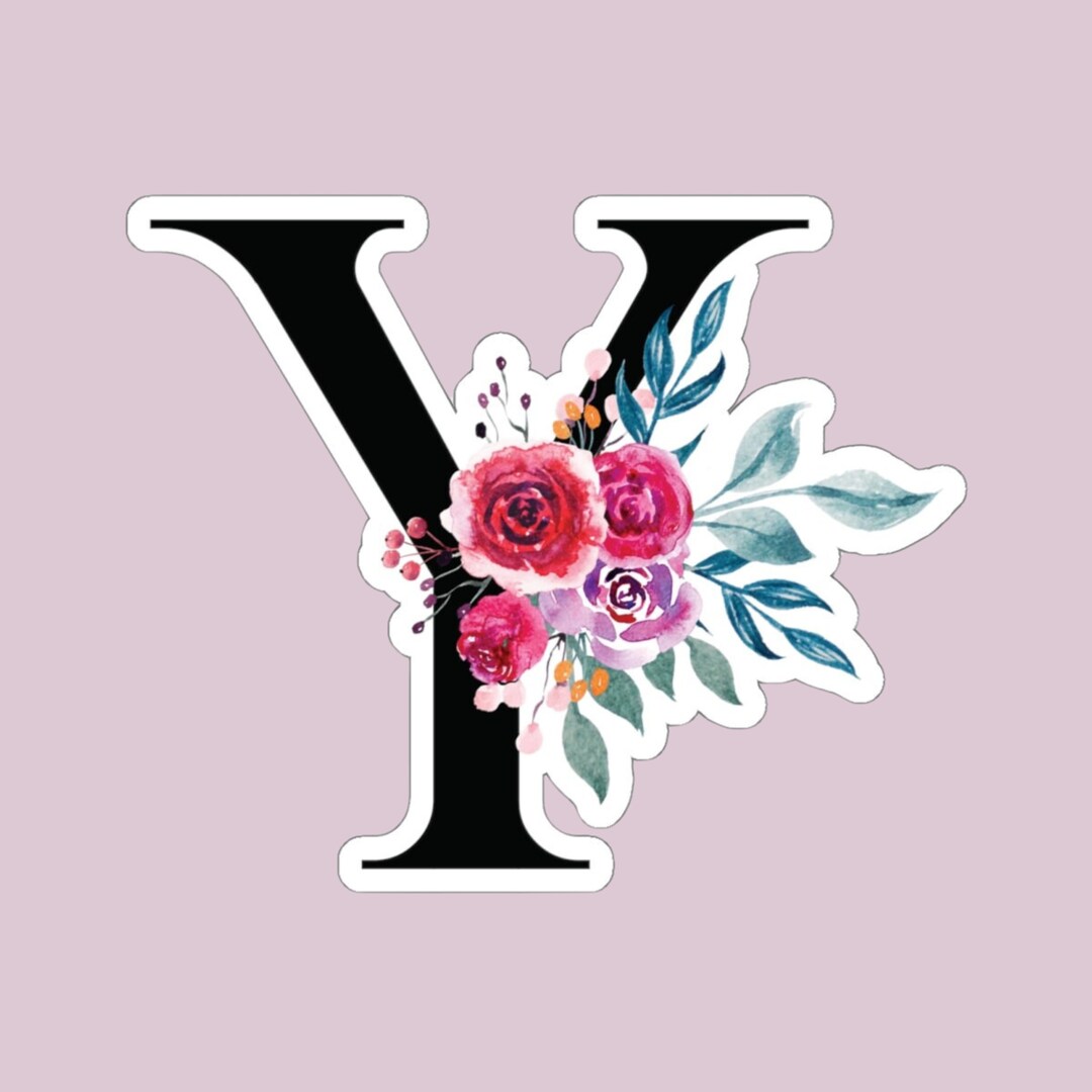 Y Sticker Letter Y Sticker Floral Initial Monogram Floral Name Sticker Wedding ...