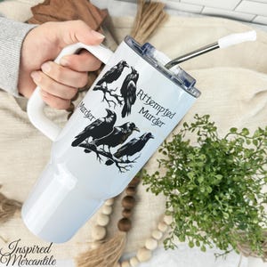 Crows Tumbler, Dark Cottagecore Coffee Cup, Raven Mug, Esoteric Macabre Dark Humor, Halloween Ceramic Mug, Goth Gift Cup