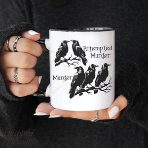 Crows Mug, Dark Cottagecore Coffee Cup, Raven Cup, Esoteric Macabre Dark Humor, Halloween Ceramic Mug, Goth Gift Cup