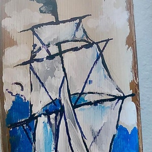 Palm Frond Sail Boat White