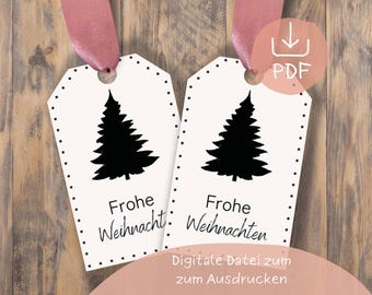 Christmas tag CHRISTMAS TREE | Gift tag | Christmas present | Paper tag | Merry Christmas | print yourself