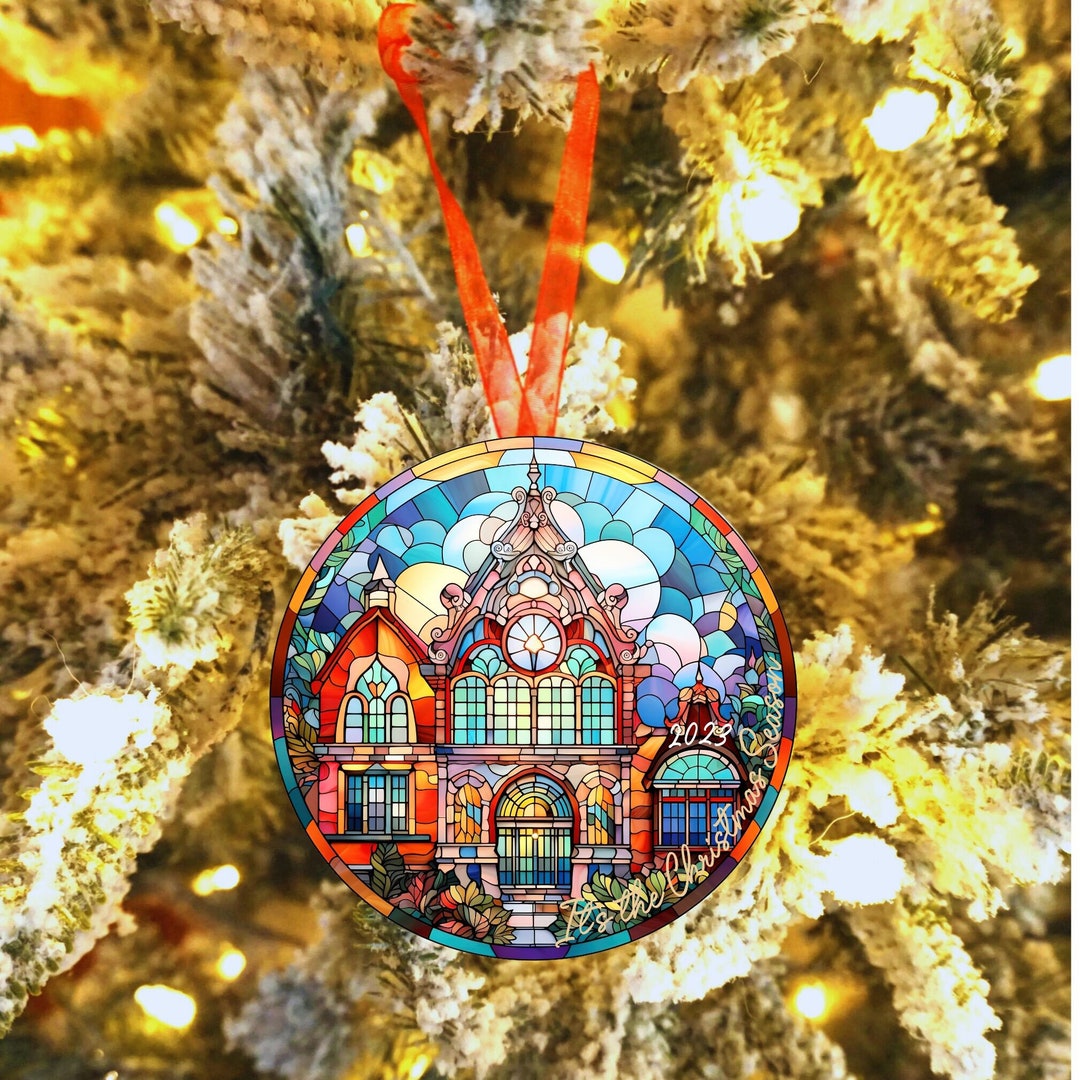 Metal Ornaments,victorian House Stained Glass Ornaments,vintage