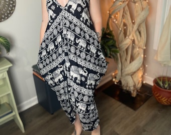 Kombinezon hipisowski ze słoniem