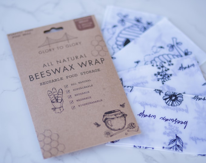 Beeswax Food Wraps 4-Pack: Natural Reusable Wraps for Bread