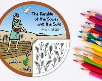 The Parable of the Sower and the Soils Colour in Story Wheel Colouring