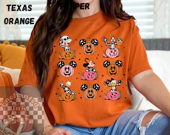 Sudadera unisex de Halloween Mickey Mouse y sus amigos, camiseta vintage de Halloween, sudadera de calabaza de Disney, camisa de temporada espeluznante, camiseta de Disney