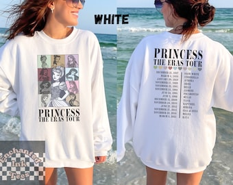 Princess Eras Tour Unisex Sweatshirt, Vintage Disney t-shirt, Prinsessa t-shirt, Disneyland skjorta, Matchande familjetröjor, VUXEN & UNGDOM BARN