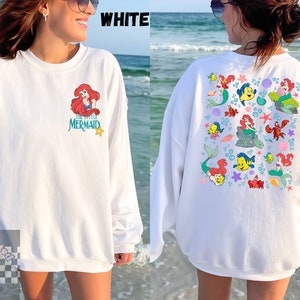 Sweat-shirt unisexe petite sirène, t-shirt Disney vintage, t-shirt Ariel, chemises princesse, chemise Disney, chemise Disney Ariel, recto-verso