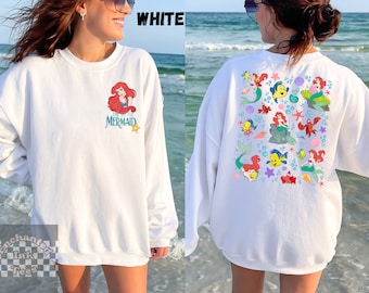 Sudadera unisex con garabatos de la Sirenita, camiseta vintage de Disney, camiseta de Ariel, camisetas de princesas, camiseta de Disney, camiseta de Ariel de Disney, doble cara
