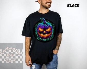 Sudadera unisex de Halloween de neón, camiseta vintage de Halloween, sudadera de neón, camisa de calabaza, camiseta de calabazas espeluznantes, camisa de calabaza aterradora