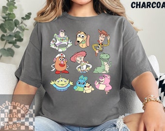 Toy Story Doodles Unisex Sweatshirt, Vintage übergroßes Disney T-Shirt, Buzz Lightjahre Woody Jessi Shirts, passende Familien Disney Shirts