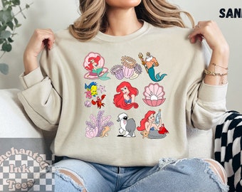 Little Mermaid Doodles Unisex Sweatshirt, Vintage Oversized Disney t-shirt, Ariel t-shirt, Princess Shirts, Disney Shirt, Disney Ariel Shirt