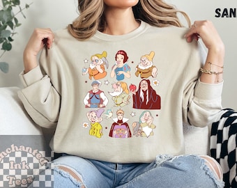 Snow White Doodles Unisex Sweatshirt, Vintage Oversized Disney t-shirt, Princess Shirts, Disney Shirt, Matching Family Disney Shirts