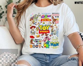 Toy Story Doodles Unisex Sweatshirt, Vintage Oversized Disney T-Shirt, Buzz Lightjahre Woody Jessi Shirts, To Infinity Collage