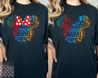Koszulka Mickey Head Avengers, Avengers Superhero, Koszulki dla par, Koszulki rodzinne do dopasowania, Koszulka Superhero Squad Symbol Group do dopasowania