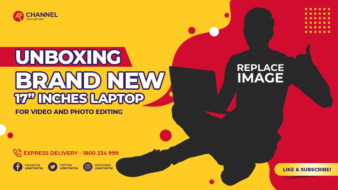 Youtube Thumbnail Design Template Laptop Unboxing Free - Etsy