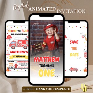 Editable Firetruck Invitation, Fire truck Birthday Invitation, Firetruck Invitation, Fire truck invitation, Firetruck thank you template