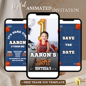 Plantilla de invitación de baloncesto editable, invitación de cumpleaños de baloncesto, invitación de baloncesto para niños y niñas, fiesta temática de baloncesto editable