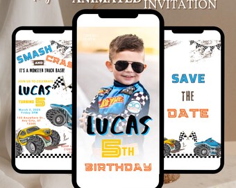 Growing Up Fast, Fifth Birthday, Two Fast Invitation, Racing Theme Party, Boy Racing Party, Animated Invite, Video Invitation Digital