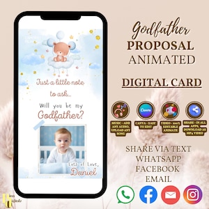 Você será meu padrinho cartão digital de proposta de vídeo cartão de proposta de padrinho moderno Você será minha madrinha e padrinho ANIMADO BAP0020