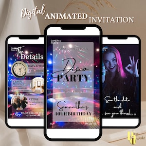 Editable Disco Party Birthday Invitation, Disco Gender Neutral Invites, Dance Party Template, Party Invites Editable Party Canva Template