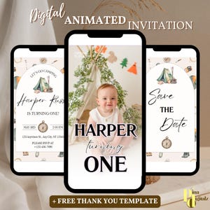 One Happy Camper First Birthday Invitation Template | Instant Download | Camping Birthday