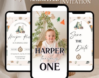One Happy Camper First Birthday Invitation Template | Instant Download | Camping Birthday