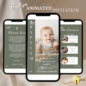 Electronic Christening Invitation Template, Greenery Christening Invite, Christening Evite, Digital Baptism Invitation, BAP0056