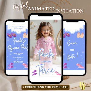 Pajama Party Birthday Invitation Spa Tween Teen Sleepover Slumber Birthday Party Invitation CANVA EDITABLE Instant download