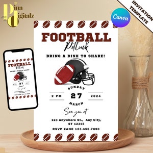 EDITABLE Football Potluck Invitation Football Potluck Invite Potluck ...