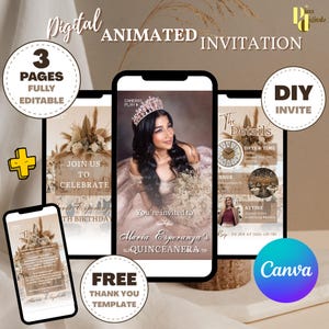 Quinceañera Video Invite, Canva Quinceanera, Quince Invitation, Personalized Video Evite, Animated Invitation, Sweet 15th Birthday QUIN0012