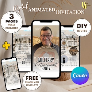 ANIMATED Modern Military Retirement Invitation Military Party Invitations Army Invitation Soldier Invitation Military Invite 0001
