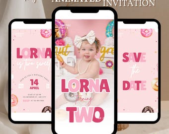 Two Sweet Birthday Invitation, 2nd Birthday Girl Invitation, Two Year Dessert Invite, Candy Sweets Donut Ice Cream Cupcake