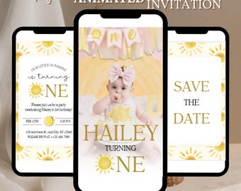 First Trip around the sun, baby girl, digital download, first birthday, birthday card, Canva, invitation templates, you are mi sunshine