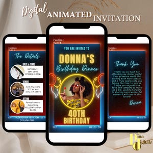 Digital Birthday Dinner invitation, Birthday Dinner, Digital Birthday Party Invite, Editable Template, Text, Birthday Party Text Evite CANVA
