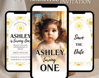 First Trip around the sun, baby girl, digital download, first birthday, birthday card, Canva, invitation templates, you are mi sunshine
