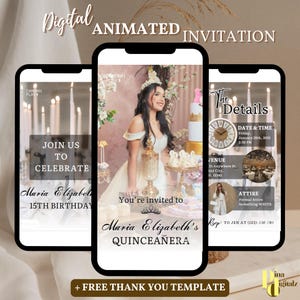 Quinceañera Video Invite, Canva Quinceanera, Quince Invitation, Personalized Video Evite, Animated Invitation, Sweet 15th Birthday QUIN0001