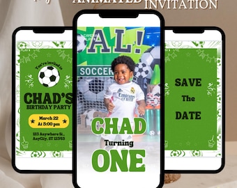 EDITABLE Soccer Birthday Invitation, Soccer Invitation, Editable Canva Template
