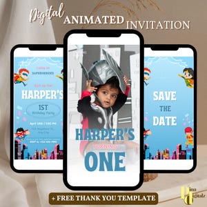 Superhero Birthday Invitation, Superhero, Avengers, Spider Man, Editable Birthday Party Invitations, Digital Kids Party Invite, Canva